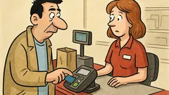 Vic: Mujo plača s kartico na blagajni