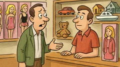 Vic: Moški pride v trgovino z igračami...