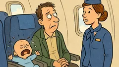 Vic: Moški na letalu poleg jokajočega dojenčka