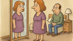 Vic: Žena stoji pred ogledalom ...