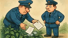 Vic: Policist meče papirje v koprive