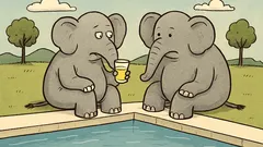 Vic: Sedita dva slona ob bazenu...