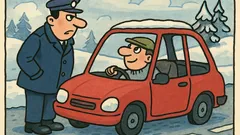 Vic: Policist vpraša voznika o zimski opremi…