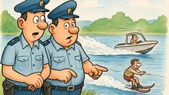 Vic: Dva policista prvič gledata smučanje na vodi