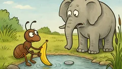 Vic: Ob ribniku sedi mravlja z banano