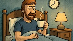 Vic: Chuck Norris pred spanjem pije kavo
