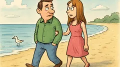 Vic: Ob obali se sprehajata moški in dekle