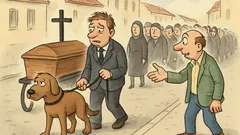 Vic: Gre človek po ulici—dolg pogrebni sprevod